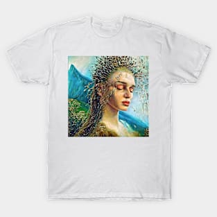 Optical illusion, portrait of pretty young woman and some nature T-Shirt